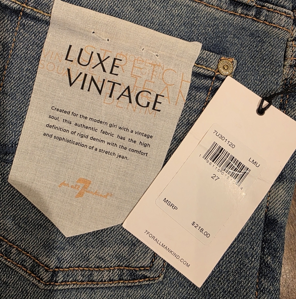 7 For All Mankind Blue Denim Jeans/ Luxe Vintage Sz 27